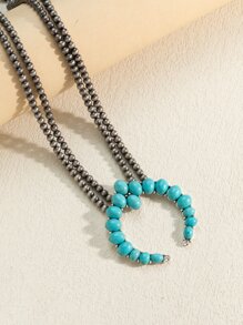 Turquoise Decor Necklace - Multicolor - View 3