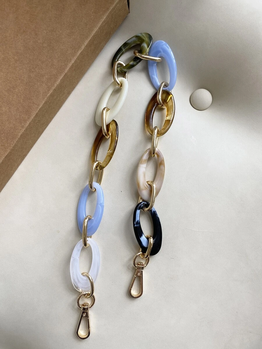 彩色拼接鍊條設計背包肩帶，背包配飾DIY配件，可調節替換肩帶，時尚耐用