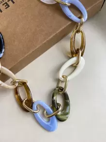 彩色拼接鍊條設計背包肩帶，背包配飾DIY配件，可調節替換肩帶，時尚耐用