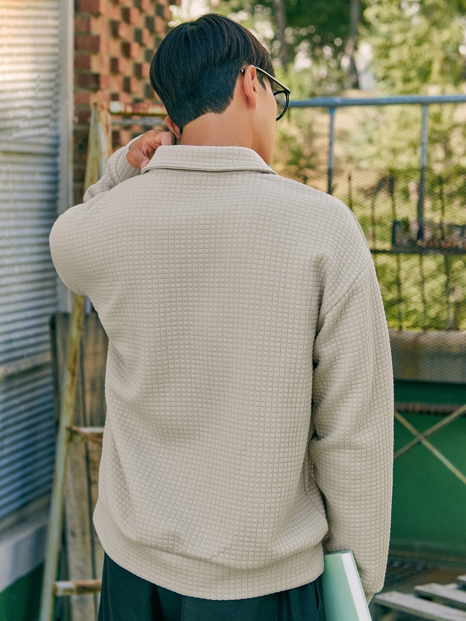 Men Drop Shoulder Polo Neck Sweatshirt