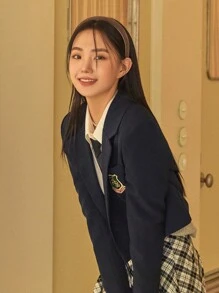 DAZY 1 chiếc áo khoác blazer ngắn cổ ve áo cài nút đôi thêu chữ trang phục công sở - Màu xanh hải quân - Xem 16