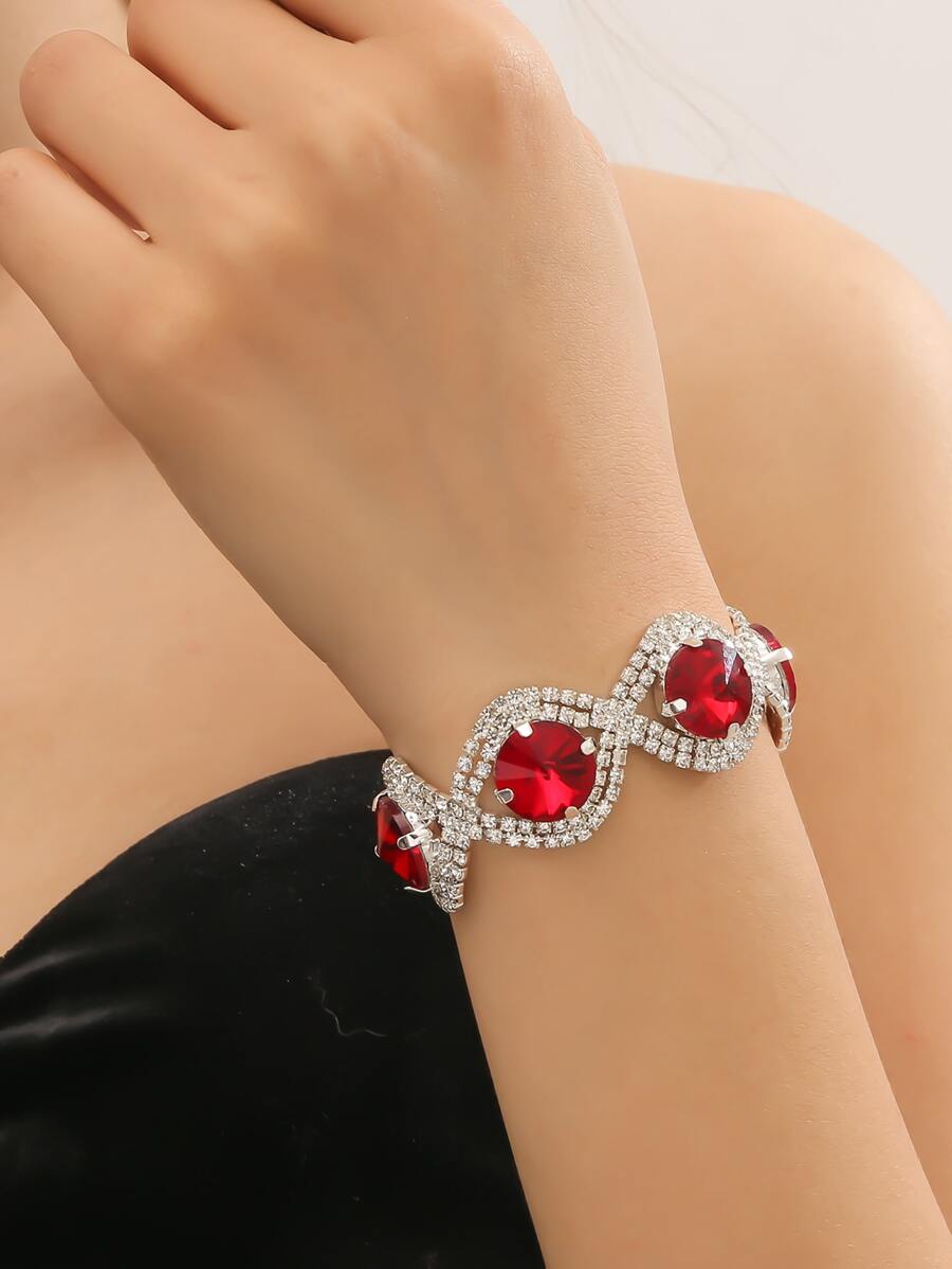 Vòng đeo tay trang trí Rhinestone - Đỏ - Xem 1