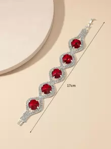 Vòng đeo tay trang trí Rhinestone - Đỏ - Xem 3