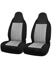 2pcs Geometric Embossed Car Seat Cover - Multicolor - View 2