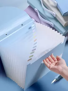 1 pieza Bolsa de archivo de varios niveles de colores aleatorios, de vuelta a la escuela - Multicolor - Ver 3