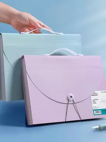 1 pieza Bolsa de archivo de varios niveles de colores aleatorios, de vuelta a la escuela - Multicolor - Ver 4