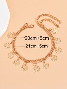2pcs/set Butterfly Charm Anklet - Yellow Gold - View 3