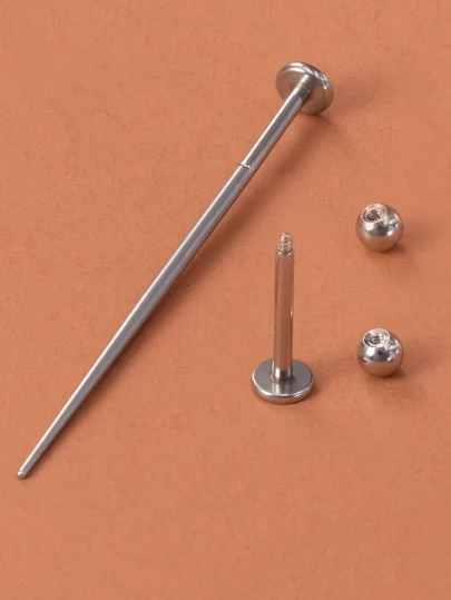 2入組/套時尚球裝飾唇釘&1入組工具不銹鋼適合女士&男士穿孔需要隔膜身體鏈