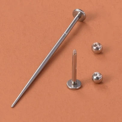 2入組/套時尚球裝飾唇釘&1入組工具不銹鋼適合女士&男士穿孔需要隔膜身體鏈