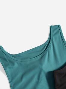 Plus 3pcs Racer Back Contrast Trim Sports Set - Multicolor - View 3