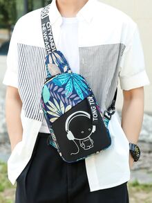 TIANDINGYU Mini Men Cartoon Print Sling Bag Chest Bag - Multicolor - View 2