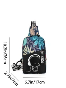 TIANDINGYU Mini Men Cartoon Print Sling Bag Chest Bag - Multicolor - View 3