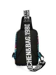 TIANDINGYU Mini Men Cartoon Print Sling Bag Chest Bag - Multicolor - View 4