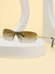 Gafas de moda sin montura con lentes degradados para la calle - Marrón - Ver 1