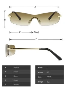 Gafas de moda sin montura con lentes degradados para la calle - Marrón - Ver 4