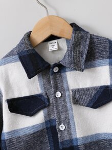 Toddler Boy Jackets Túi Nút phía trước Sọc ca rô Giải trí - Nhiều màu - Xem 3