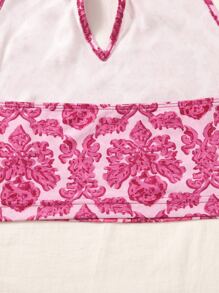 Soleia 自繫帶印花繞頸上衣 - 粉色 - 查看 4