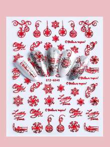 FULL BEAUTY 4sheets Christmas Cartoon Graphic Nail Art Sticker - Red - View 4