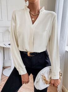 Chiquease Blusa con volantes, manga larga - Albaricoque - Ver 5