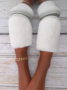 Women Warm Slippers, Home Warm Slippers - White - View 1