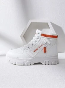 Alan Vincent Phong cách mới Của phụ nữ High Top Giải trí Giày thể thao Với Tăng Chiều cao , Dây kéo Khép kín , Mài mòn Và Trượt Sức chống cự - trắng - Xem 3