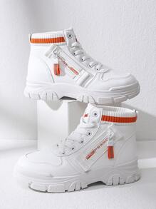 Alan Vincent Phong cách mới Của phụ nữ High Top Giải trí Giày thể thao Với Tăng Chiều cao , Dây kéo Khép kín , Mài mòn Và Trượt Sức chống cự - trắng - Xem 4