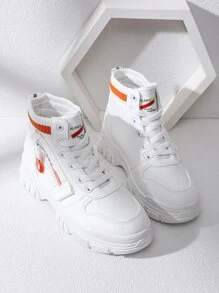Alan Vincent Phong cách mới Của phụ nữ High Top Giải trí Giày thể thao Với Tăng Chiều cao , Dây kéo Khép kín , Mài mòn Và Trượt Sức chống cự - trắng - Xem 5