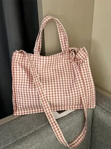Gingham Print Shopper Bag - Multicolor - View 1