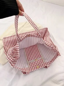 Gingham Print Shopper Bag - Multicolor - View 3
