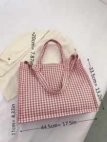Gingham Print Shopper Bag - Multicolor - View 4