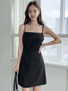 DAZY Váy Cami Trơn Không Có Áo Cardigan, Váy Nữ Thường Ngày - màu đen - Xem 3