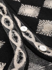 DAZY 菱形图案毛衣背心（不含衬衫）秋装 - 黑色 - 查看 3