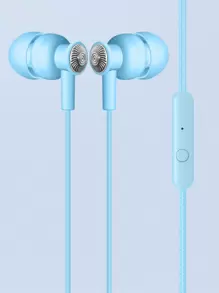 Plain Wired In-ear Headphone - Blue - View 1