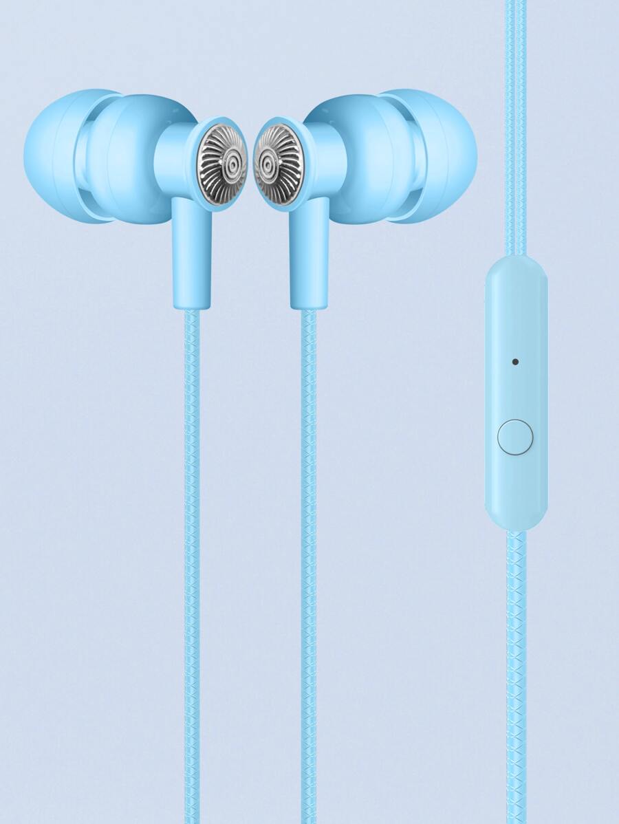 Plain Wired In-ear Headphone - Blue - View 1