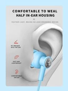 Plain Wired In-ear Headphone - Blue - View 2