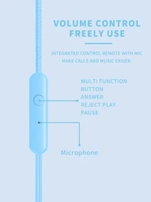 Plain Wired In-ear Headphone - Blue - View 4