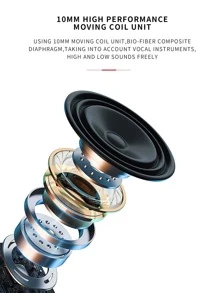 1pc Two Tone Wired In-ear Headphone - Black - View 6