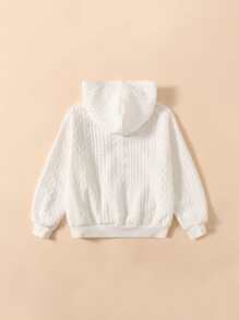 SHEIN 少女字母图案落肩卫衣 - 白色 - 查看 2