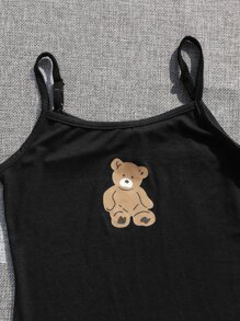 SHEIN Tween Girl Super Crop Hoodie & Bear Print Cami Dress