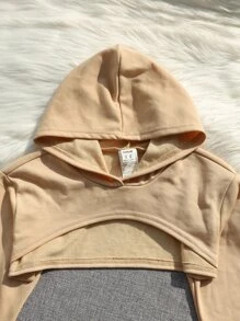 SHEIN Tween Girl Super Crop Hoodie & Bear Print Cami Dress