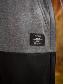 SHEIN Boys Letter Patched Two Tone Joggers - Black - View 9