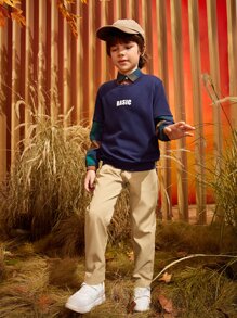 SHEIN Quần Trai Thắt lưng Nút Túi Dây kéo màu trơn Giải trí - Màu Khaki - Xem 8