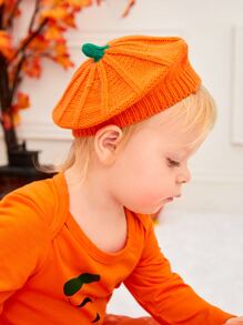1pc Baby Halloween Pumpkin Knit Hat - Orange - View 1