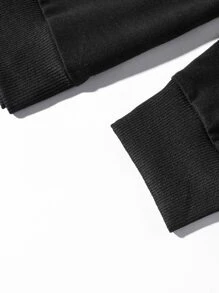 Claim Dot Men Plus Cartoon & Slogan Graphic Drop Shoulder Sweatshirt - Black - View 4