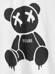 SHEIN Boys Cartoon Panda Print Tee - White - View 3