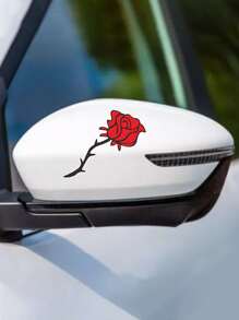 1入組花朵圖案汽車貼紙 - 紅色 - 查看 1