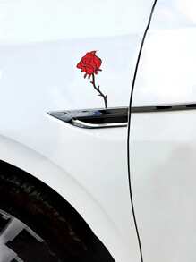 1入組花朵圖案汽車貼紙 - 紅色 - 查看 2