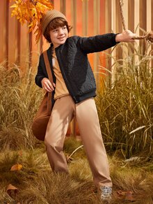 SHEIN Boys Zip Up Quilted Coat - Black - View 7