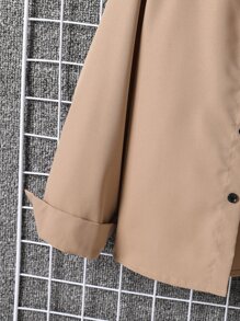 SHEIN Camisa E Calça Frontal Com Bolso Para Meninos Adolescentes, Detalhes Com Remendo De Letras, Sem Camiseta Interna
