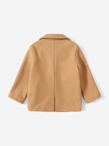SHEIN Baby Lapel Neck Pocket Patched Coat Without Tee - Brown - View 2